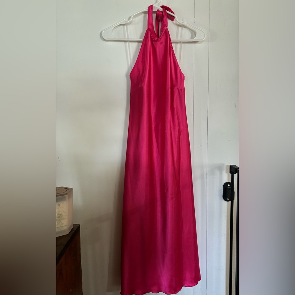 Halter Midi Dress. Brand: bebe, Size: small, Color: Hot Pink